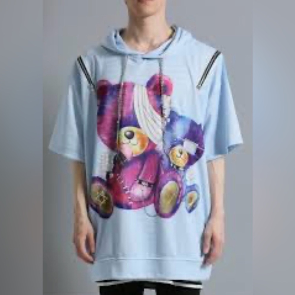 Psycho Nation Teddy Bear Unisex Graphic Hoodie Sweatshirt sz 44 RARE FIND